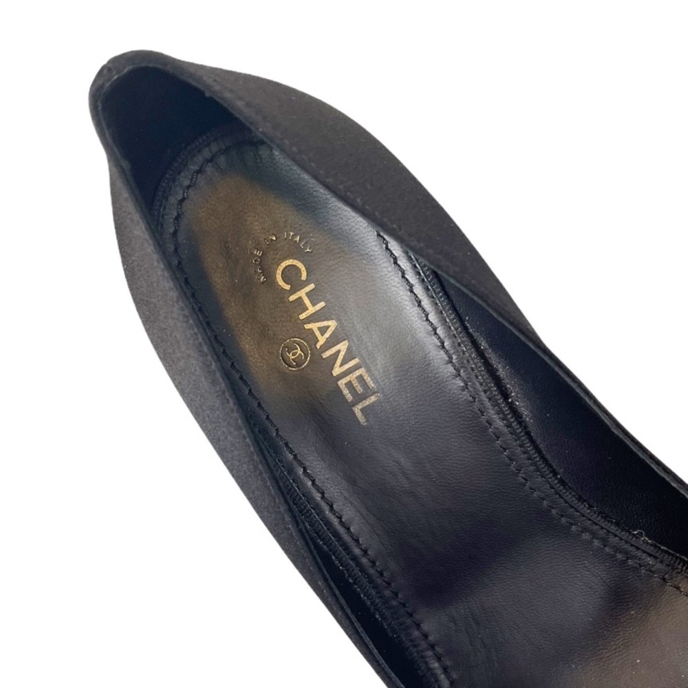 CHANEL Black Satin Bow Mid Heel Pump - Picture 16 of 16